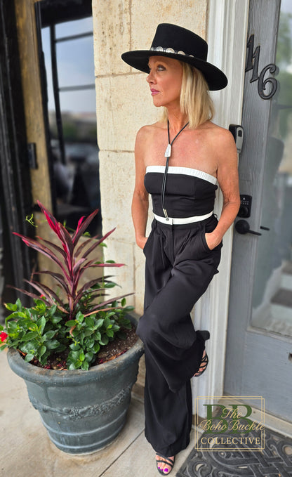 Contrasting waist pants