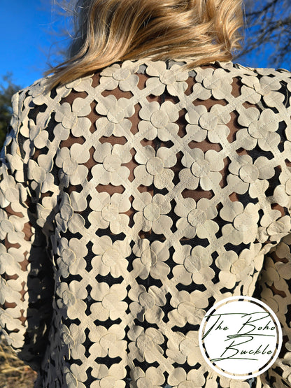 Leather Fringe Ivory Jacket