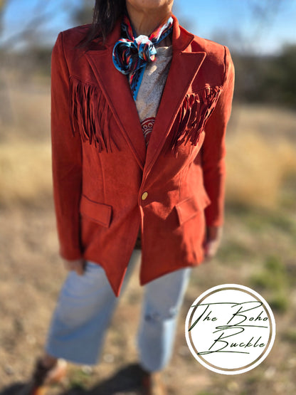 Western Fringe Suede Oversize Jacket