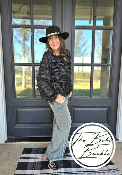 Black Feather Blouse